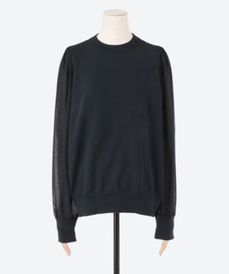 MadeinChinaCREW NECK SWEATER WITH SHEER SLEEVES