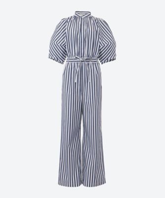 ＜HYKE (Women)＞ＳＴＲＩＰＥＤ　ＢＡＬＬＯＯＮ　ＳＬＥＥＶＥ　ＪＵＭＰＳＵＩＴ