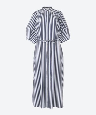 ＜HYKE (Women)＞ＳＴＲＩＰＥＤ　ＢＡＬＬＯＯＮ　ＳＬＥＥＶＥ　ＤＲＥＳＳ