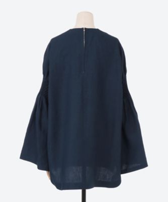 HYKE LINEN SMOCKED BLOUSE ブラック LINEN SMOCKED BLOUSE | HYKE (Women)/ハイク