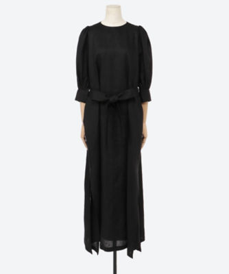 LINEN BALLOON SLEEVE MAXI DRESS