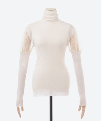Cashmere silk lace switching rib