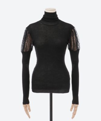 Cashmere silk lace switching rib