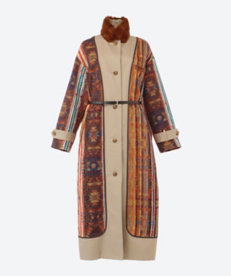 ＜leur logette (Women)＞Ｆｏｌｋｌｏｒｅ　ｊａｃｑｕａｒｄ　ｃｏａｔ