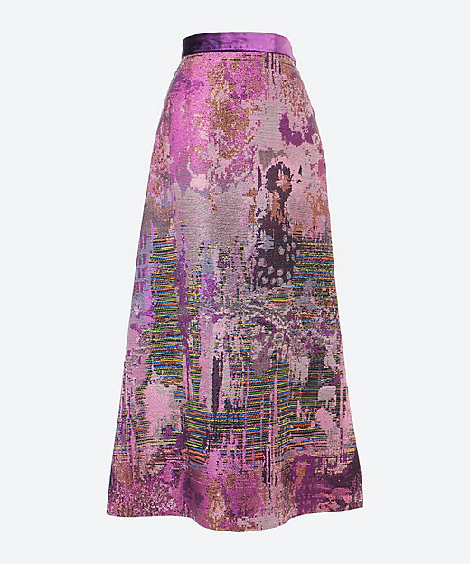  ロジェット Art jacquard skirt 14purple ロングスカート