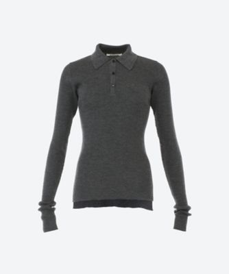 Auralee Super Fine Wool High Gauge Rib Knit Polo in Top Charcoal Curated at  Jake and Jones