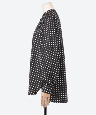 HYKEFD SQUARE PATTERN BALLOON SLEEVE SHIRT