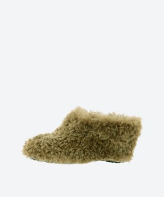 HYKE FAUX SHEARLING WEDGE PUMPS 23.5cmヒール高さ51〜7cm - ミュール