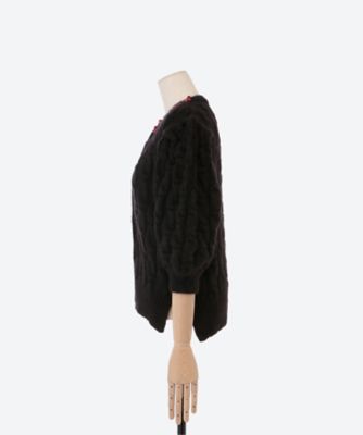 Simone Rocha ブラックニット 五分袖　カーディガン Simone Rocha ブラックニット 五分袖カーディガン