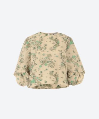 ＜leur logette (Women)＞Ｂｒｅｅｚｅ　ｌｅａｆ　ｊａｃｑｕａｒｄ　ｔｏｐ