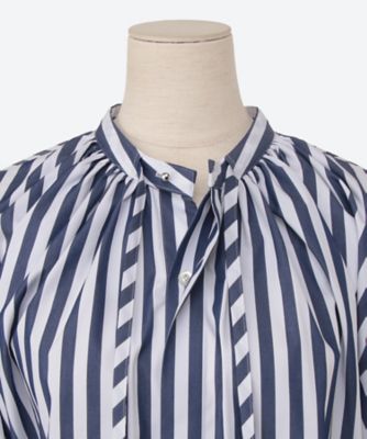 Volume Sleeve Stripe Dress ブルーストライプ Sサイズ