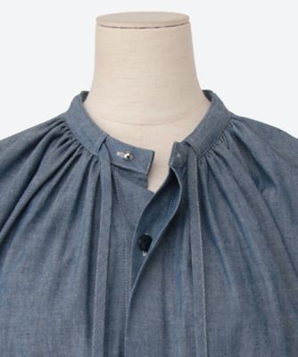 ＲｅＳｔｙｌｅ Ａｒｃｈｉｖｅｓ ＃３ ＢＡＬＬＯＯＮ ＳＬＥＥＶＥ ＧＡＴＨＥＲＥＤ ＢＬＵＥ ＣＨＡＭＢＲＡＹ ＤＲＥＳＳ | HYKE  (Women)/ハイク | 三越伊勢丹オンラインストア・通販【公式】