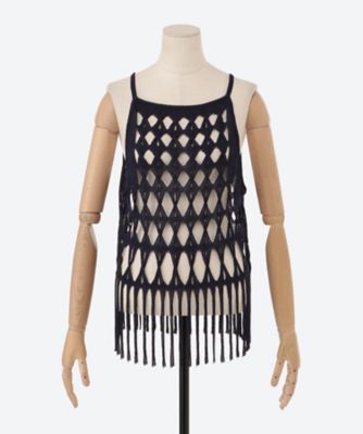 ＜babaco (Women)＞Ｃａｂｌｅ　Ｆｒｉｎｇｅ　Ｔａｎｋ　Ｔｏｐ