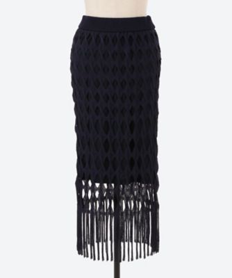 ＜babaco (Women)＞Ｃａｂｌｅ　Ｆｒｉｎｇｅ　Ｓｋｉｒｔ