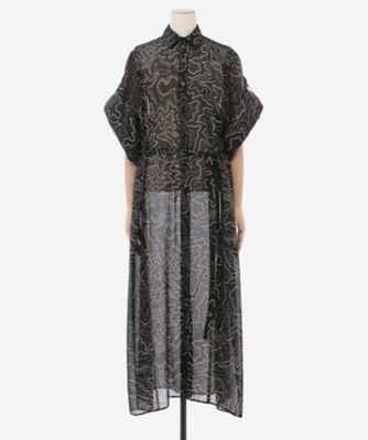 ＜三越伊勢丹/公式＞ HYKE (Women)/ハイク CONTOUR LINE BELL-SLEEVE DRESS 01BLACK ワンピース・ドレス【三越伊勢丹/公式】