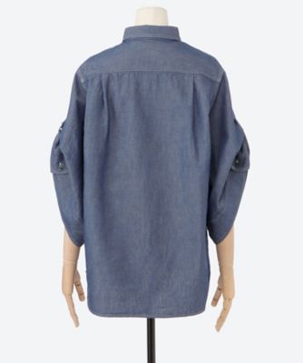 CHAMBRAY BELL―SLEEVE SHIRT | HYKE