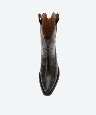 【Ganni】関税・送料込み★ブラウン カウボーイブーツ 刺繍 レディース】Mid Shaft Embroidered Western Boot Suede | GANNI