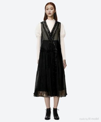 ＜leur logette (Women)＞ｗｒｉｎｋｌｅ　ｓｉｌｋ　ｃｈｉｆｆｏｎ　ｄｒｅｓｓ