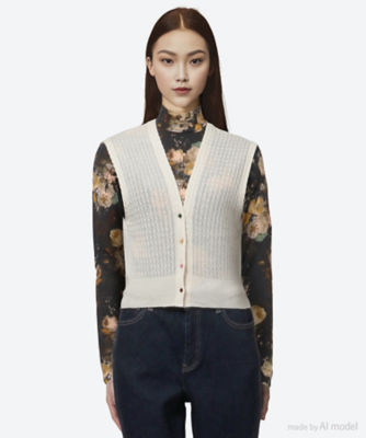 ＜leur logette (Women)＞ｃａｓｈｍｅｒｅ　ｓｉｌｋ　ｖｅｓｔ