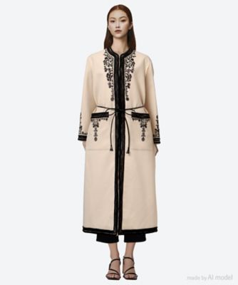 ＜leur logette (Women)＞ｓａｎｄｐｉｔ　ｗｏｏｌ　ｅｍｂｒｏｉｄｅｒｙ　ｃｏａｔ