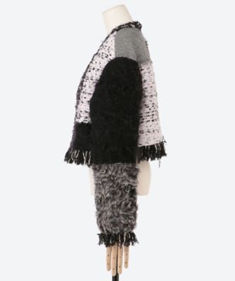 ｃｕｒｌｙ　ｃｈｅｃｋ　ｍｏｈａｉｒ／ｍａｒｂｌｅ　ｔｗｅｅｄ　ｊａｃｋｅｔ