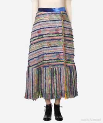 ＜leur logette (Women)＞ｂｏｈｅｍｉａｎ　ｔｗｅｅｄ　ｓｋｉｒｔ