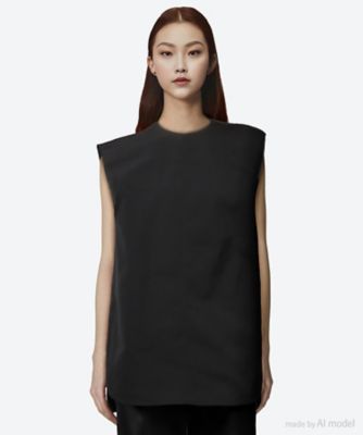 ＜HYKE (Women)＞ＴＡＳＬＡＮ　ＴＷＩＬＬ　ＳＬＥＥＶＥＬＥＳＳ　ＴＯＰ