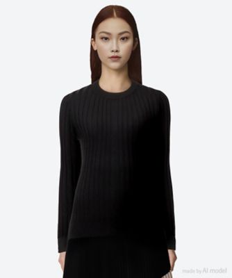 ＜HYKE (Women)＞ＷＩＤＥ　ＲＩＢＢＥＤ　ＳＷＥＡＴＥＲ