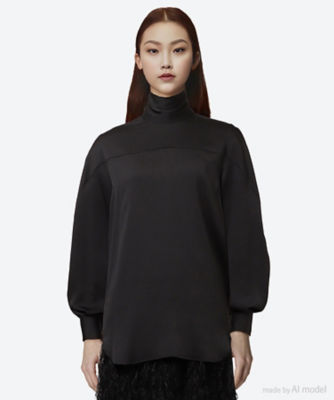 ＜HYKE (Women)＞ＨＡＭＭＥＲ　ＳＡＴＩＮ　ＢＡＣＫ　ＲＩＢＢＯＮ　ＢＬＯＵＳＥ