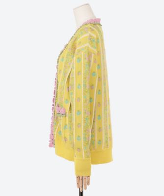 美品　ルールロジェット　高級　シルク ジャガード生地　ノーカラーコート　花柄 美品 ルールロジェット 高級 シルク ジャガード生地 ノーカラー