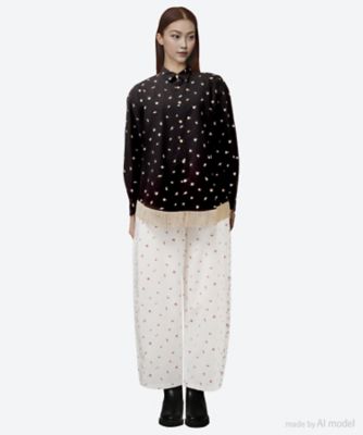 cotton flower embroidery blouse