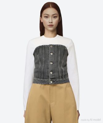 ＜HYKE (Women)＞ＤＥＮＩＭ　ＳＴＲＡＰＬＥＳＳ　ＴＯＰ　２５ＳＳ／１７４３８　７０