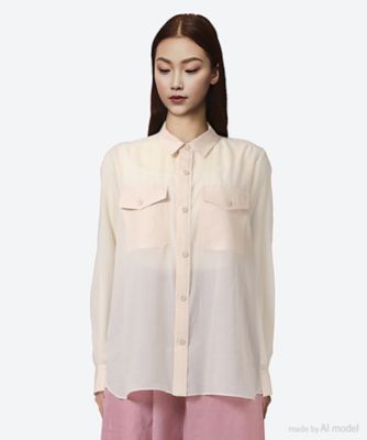 ＜HYKE (Women)＞ＳＨＥＥＲ　ＴＷＩＬＬ　ＳＨＩＲＴ　２５ＳＳ／１５２４３