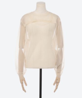 SHEER CREW NECK SWEATER 11394 | HYKE