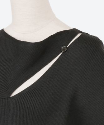Ｉｒｅｎａ　ｄｒａｐｅ　ｎｅｃｋ　ｋｎｉｔ　ｐｕｌｌｏｖｅｒ　ＢＫ　　ＡＲ２５１８―ＢＫ