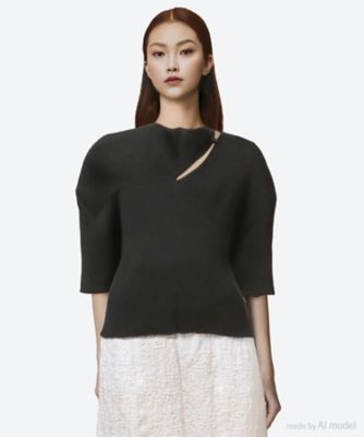 ＜AKIRANAKA (Women)＞Ｉｒｅｎａ　ｄｒａｐｅ　ｎｅｃｋ　ｋｎｉｔ　ｐｕｌｌｏｖｅｒ　ＢＫ　　ＡＲ２５１８―ＢＫ