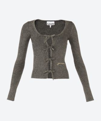 ＜GANNI (Women)＞Ｌｉｇｈｔ　Ｓｐａｒｋｌｅ　Ｒｉｂ　Ｂｌｏｕ　Ｋ２３５８