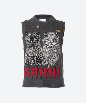＜GANNI (Women)＞Ｇｒａｐｈｉｃ　Ｗｏｏｌ　Ｍｉｘ　Ｃａｔｓ　Ｋ２３７５