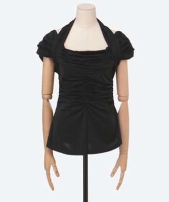 fetico トップス 25SS】FETICO フェティコ /VELVET TULLE SHIRRING TOP
