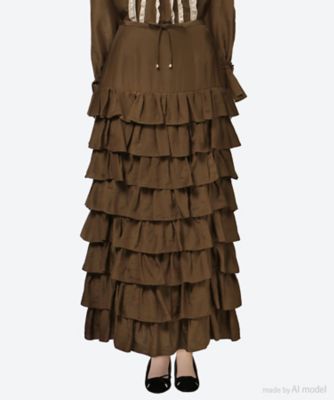 leur logette (Women)/ルール ロジェット スカート４ｗｒｉｎｋｌｅ　ｓｉｌｋ　ｃｕｐｒａ　ｓｋｉｒｔ　０４４７３
