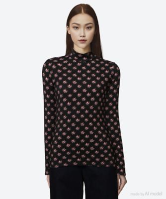 ＜leur logette (Women)＞ｆｒｅｎｃｈ　ｒｏｓｅ　ｐｒｉｎｔ　ｔｏｐ　１０２０２