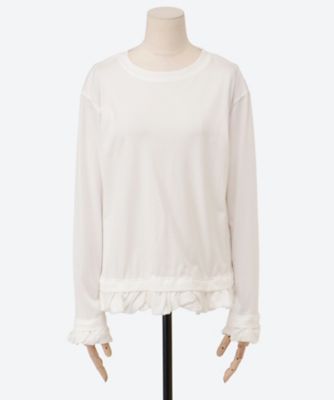 Pillings  / ピリングス | CITYSHOP取扱い CUT-AND-SEW AND FRILL フリル カットソー | F | ホワイト | レディース Pillings】 cut-and-sew and frill -o white- | loop