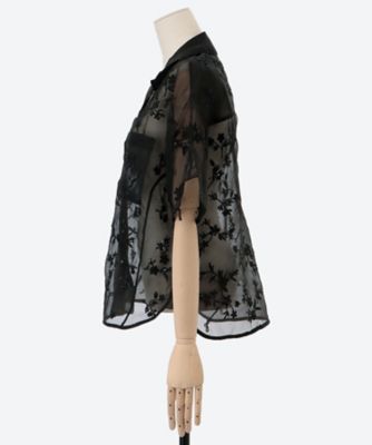 GANNI Organza Shirt ブラウン 34サイズ GANNI/ガニー】Fringed Organza Shirt：シャツ（シャツ