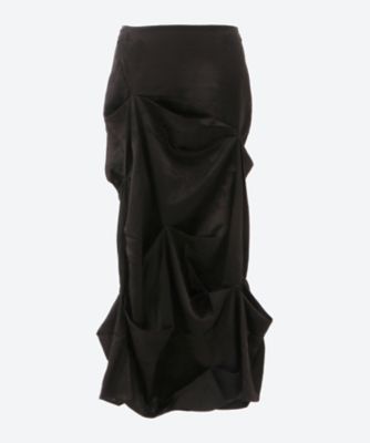 ＜GANNI (Women)＞Ｍ１９Ｆｌｕｉｄ　Ｓａｔｉｎ　Ｊａｃｑｕａｒｄ　Ｔｕｃｋ　Ｄｅｔａｉｌ　Ｌｏｎｇ　Ｓｋｉｒｔ　Ｗ０９９７