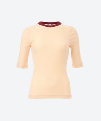 未使用 babaco／ウール100% プリント長袖Tシャツ カットソー 日本製 オーガニックコットン 長袖 衿無し 丸襟 ノーカラー