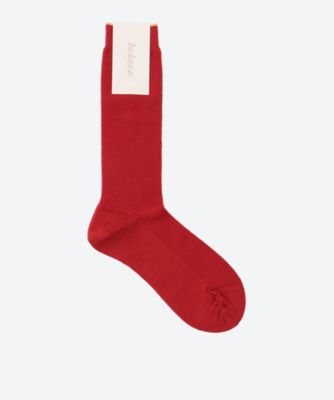 babaco (Women)/ババコ Wool Fine Ribbed Socks BA02―BN60W Red 靴下【三越伊勢丹/公式】