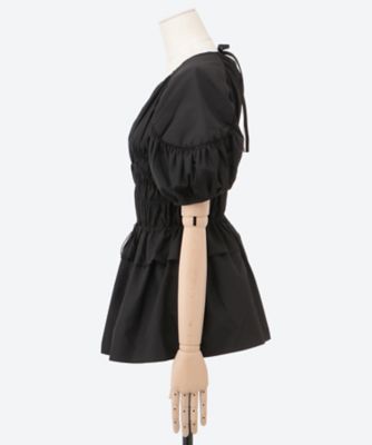 セシリーバンセン　ブラウス　トップス T-SHIRT WITH SMOCK AND FRONT RUFFLE DETAIL（シャツ/ブラウス
