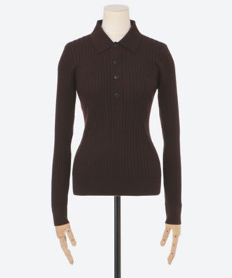 送料無料】WIDE RIBBED POLO SWEATER