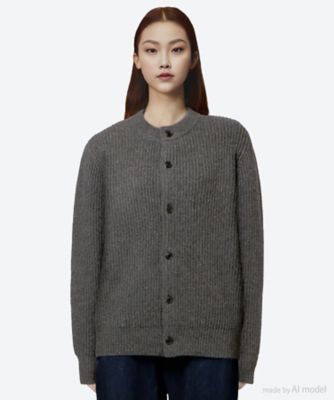 ＜HYKE (Women)＞ＲＩＢＢＥＤ　ＫＮＩＴ　ＷＯＯＬ　ＣＡＲＤＩＧＡＮ　２５ＦＷ／１１４０９