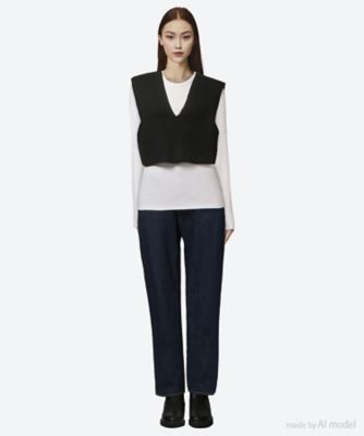 RIBBED KNIT WOOL CROPPED VEST